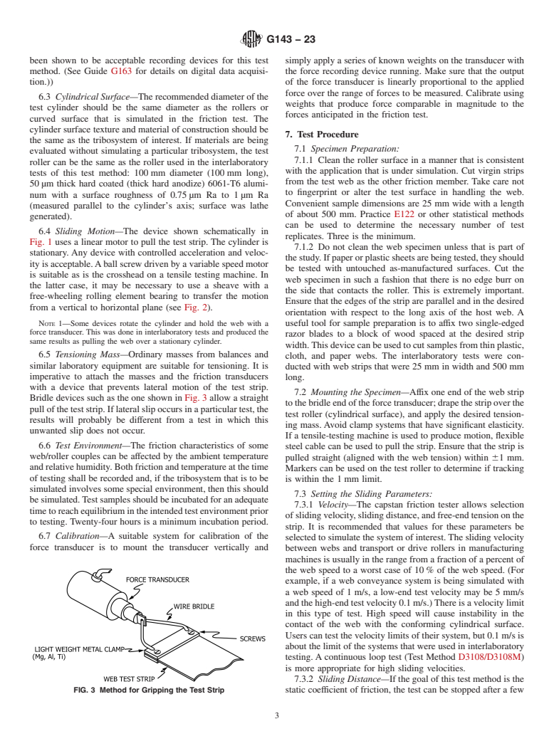 ASTM G143-23 - Standard Test Method for  Measurement of Web/Roller Friction Characteristics