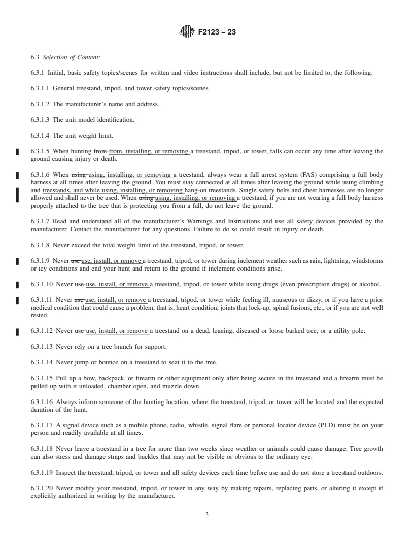 REDLINE ASTM F2123-23 - Standard Practice for  Treestand Instructions