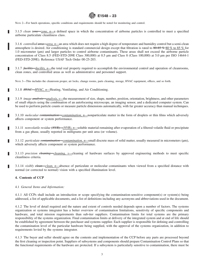 REDLINE ASTM E1548-23 - Standard Practice for  Preparation of Aerospace Contamination Control Plans