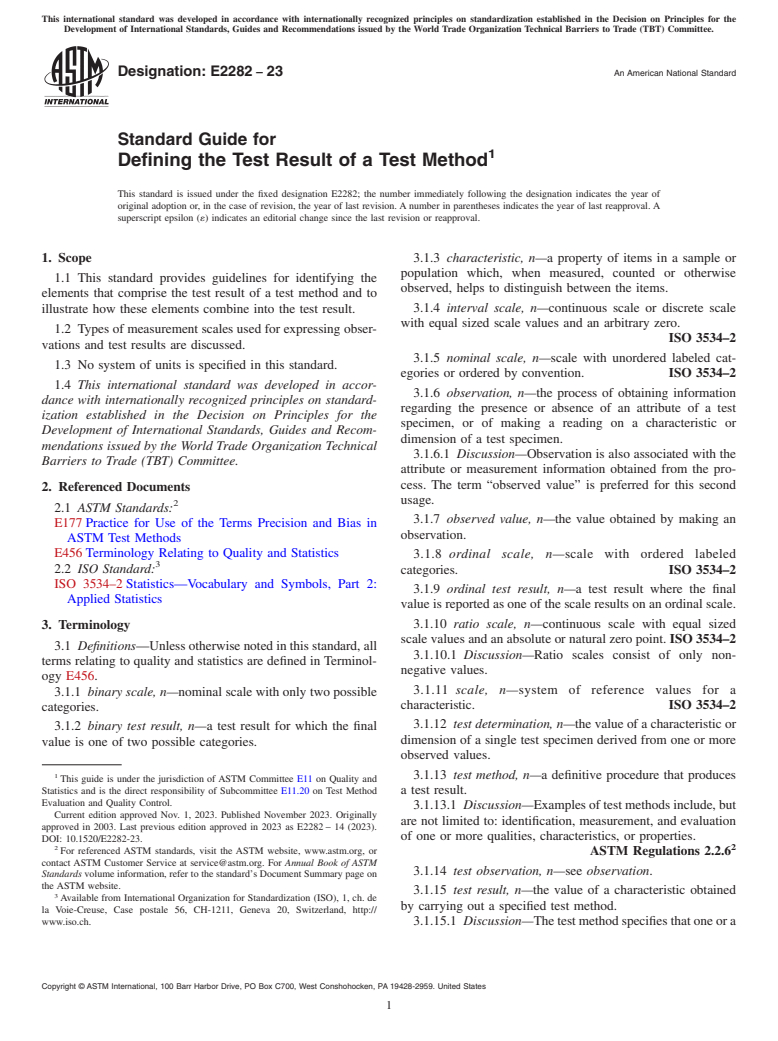 ASTM E2282-23 - Standard Guide for  Defining the Test Result of a Test Method