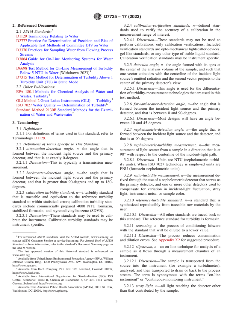 ASTM D7725-17(2023) - Standard Test Method for the  Continuous Measurement of Turbidity Above 1 Turbidity Unit  (TU)