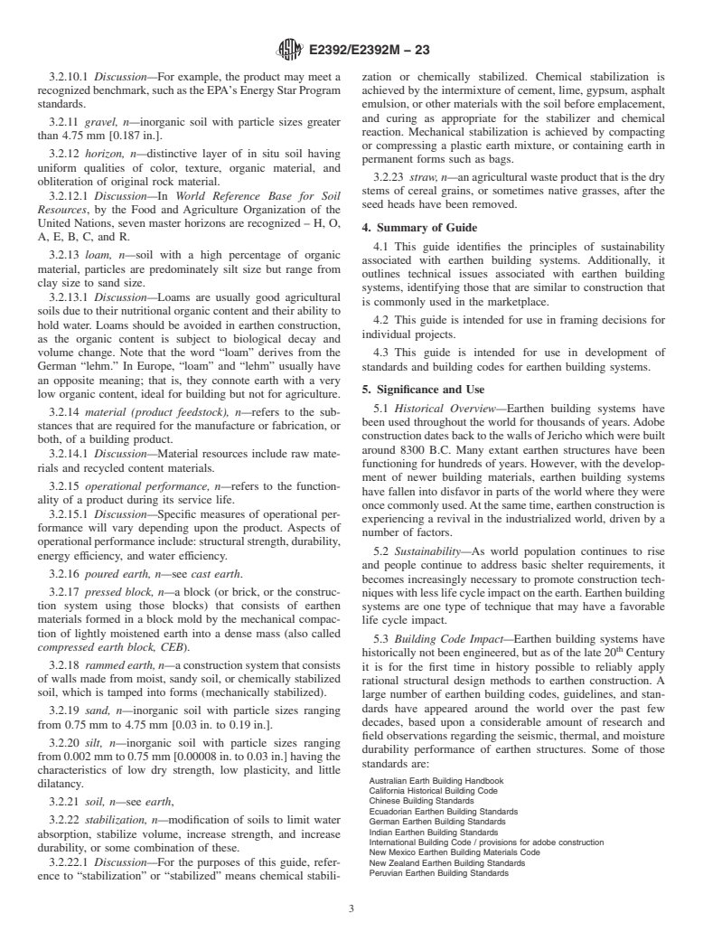 ASTM E2392/E2392M-23 - Standard Guide for Design of Earthen Wall Building Systems