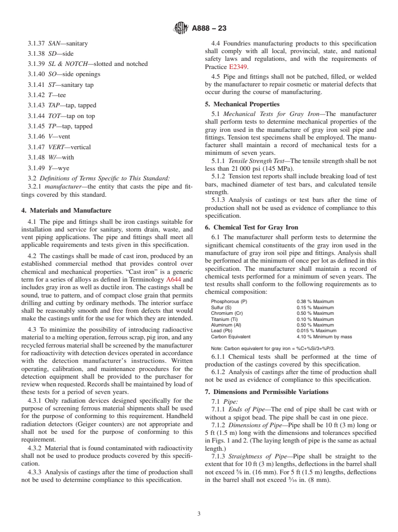 ASTM A888-23 - Standard Specification for Hubless Cast Iron Soil Pipe and Fittings for Sanitary and Storm   Drain, Waste, and Vent Piping Applications
