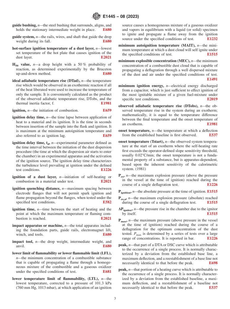 ASTM E1445-08(2023) - Standard Terminology Relating to  Hazard Potential of Chemicals