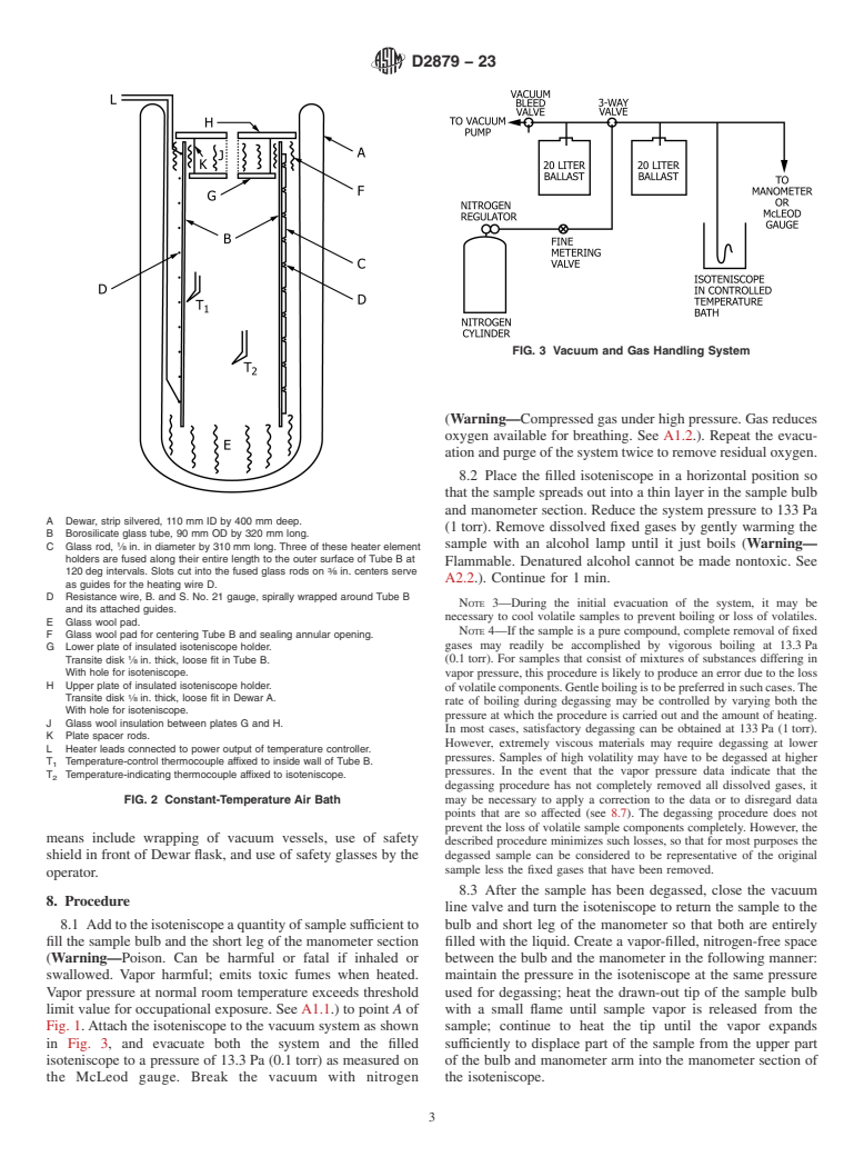 ASTM D2879-23 - Standard Test Method for Vapor Pressure-Temperature Relationship and Initial Decomposition   Temperature of Liquids by Isoteniscope
