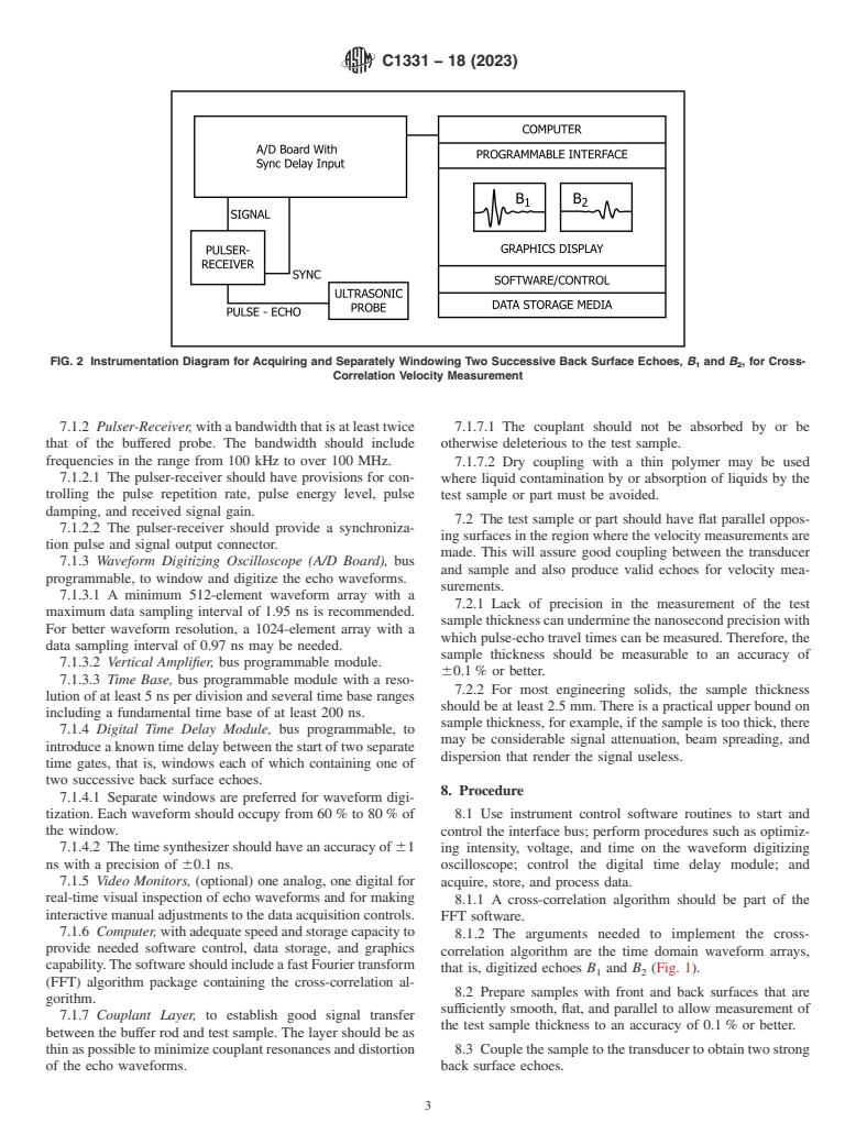 ASTM C1331-18(2023) - Standard Practice for Measuring Ultrasonic Velocity in Advanced Ceramics with Broadband  Pulse-Echo Cross-Correlation Method