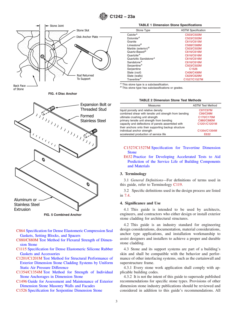 ASTM C1242-23a - Standard Guide for  Selection, Design, and Installation of Dimension Stone Attachment  Systems