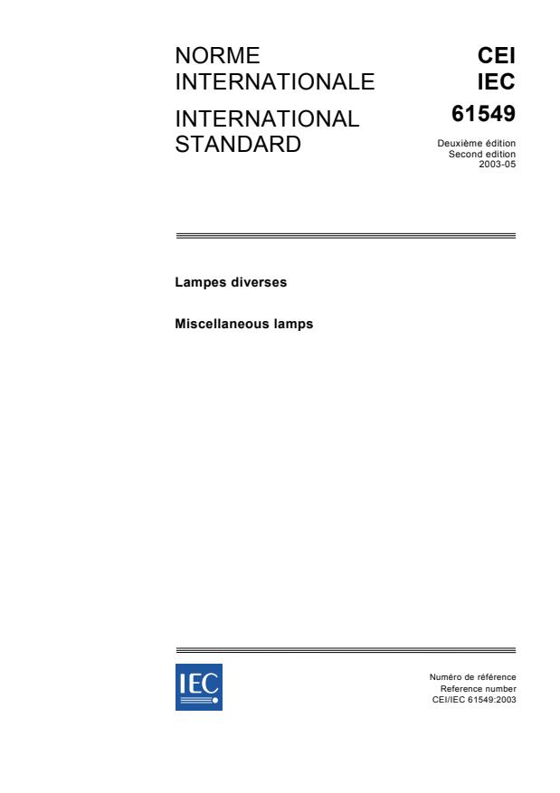 IEC 61549:2003 - Miscellaneous lamps