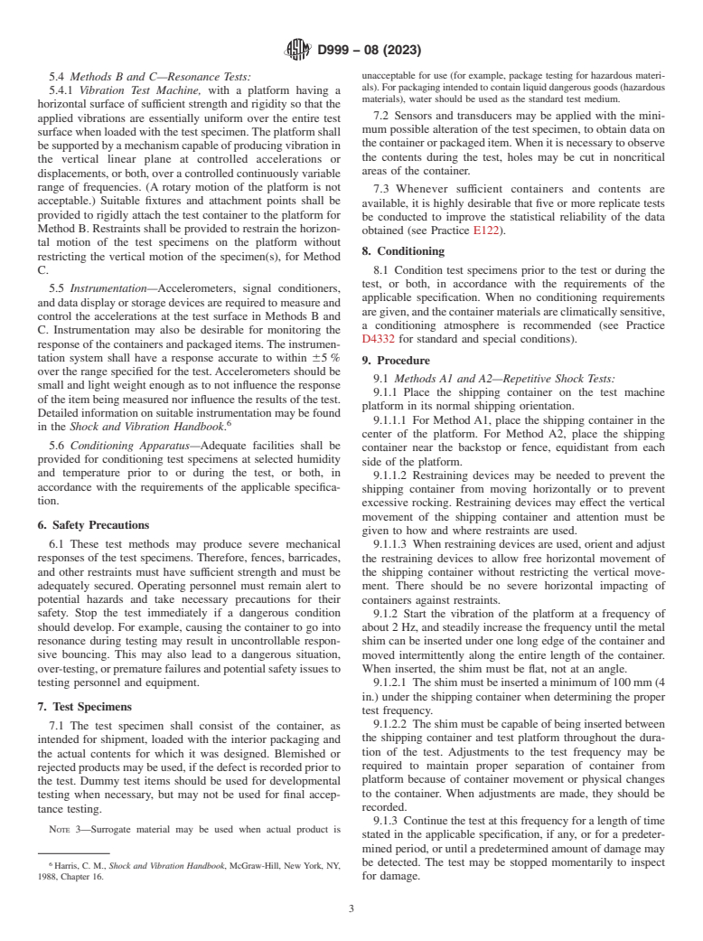 ASTM D999-08(2023) - Standard Test Methods for  Vibration Testing of Shipping Containers