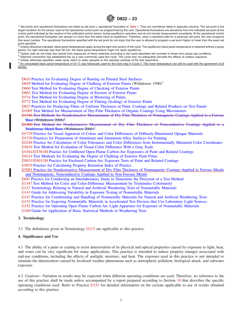 REDLINE ASTM D822-23 - Standard Practice for Filtered Open-Flame Carbon-Arc Exposures of Paint and Related   Coatings