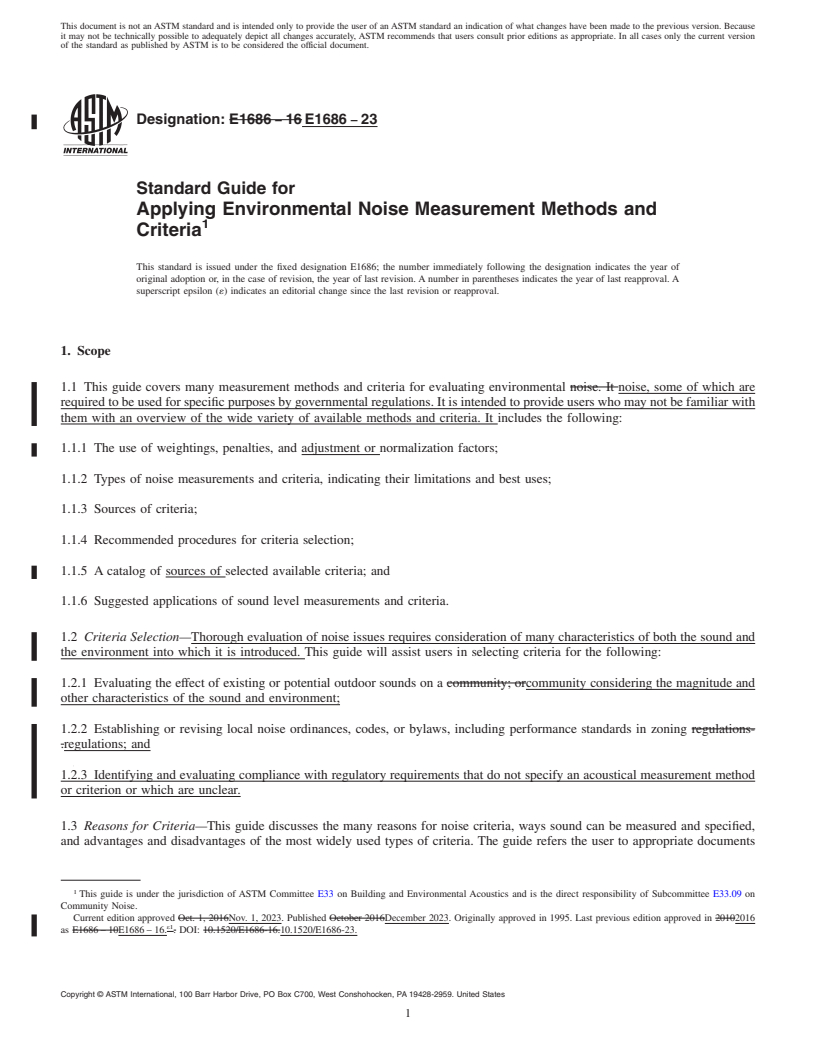 REDLINE ASTM E1686-23 - Standard Guide for  Applying Environmental Noise Measurement Methods and Criteria