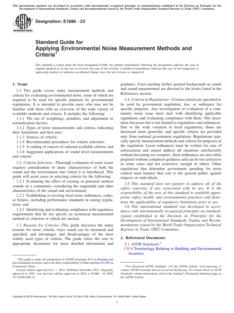 ASTM E1686-23 - Standard Guide for  Applying Environmental Noise Measurement Methods and Criteria