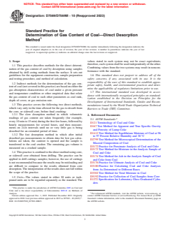 ASTM D7569/D7569M-10(2023) - Standard Practice for  Determination of Gas Content of Coal—Direct Desorption  Method