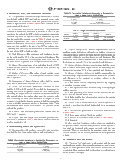 ASTM A1127/A1127M-23 ASTM A1127/A1127M-23 - Standard Specification for Stainless Steel Laser and Laser-Hybrid Welded, Sharp-Cornered Profile (SCP) or Built-Up Rounded Corner Square, Rectangular, and Special Shape Structural Tube - Page 4 preview