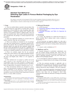 ASTM F1929-23 - Standard Test Method for Detecting Seal Leaks in Porous Medical Packaging by Dye Penetration