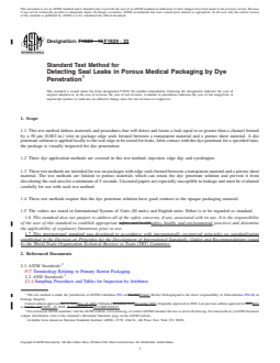 REDLINE ASTM F1929-23 - Standard Test Method for Detecting Seal Leaks in Porous Medical Packaging by Dye Penetration