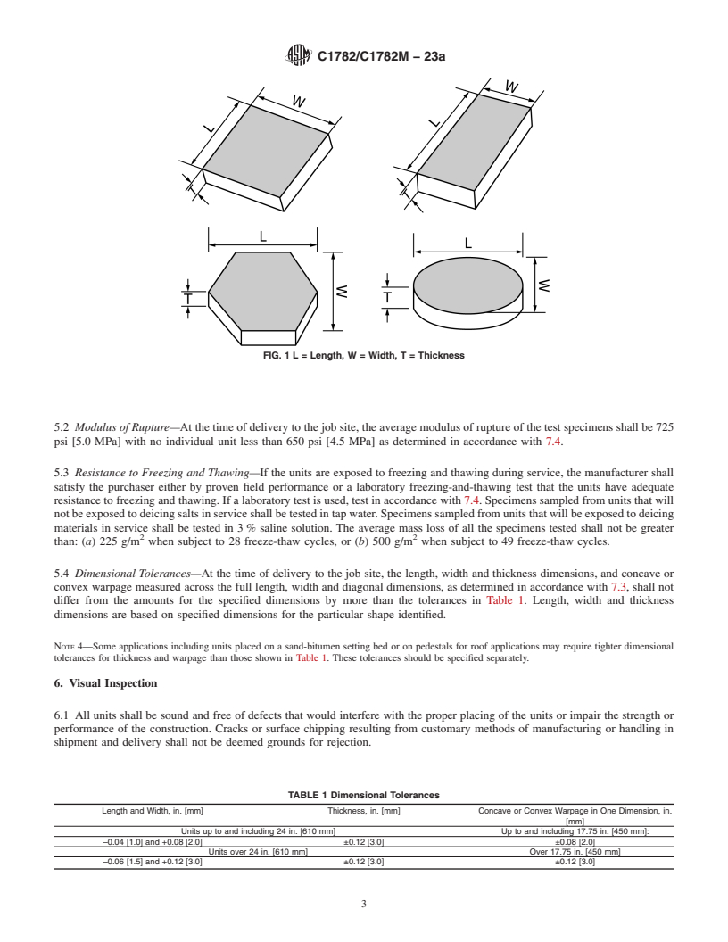 REDLINE ASTM C1782/C1782M-23a - Standard Specification for Segmental Concrete Paving Slabs