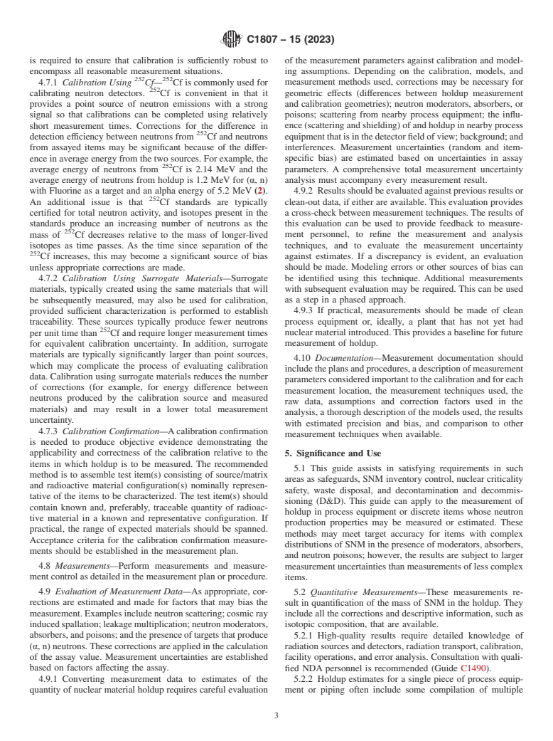 ASTM C1807-15(2023) - Standard Guide for Nondestructive Assay of Special Nuclear Material (SNM) Holdup  Using Passive Neutron Measurement Methods