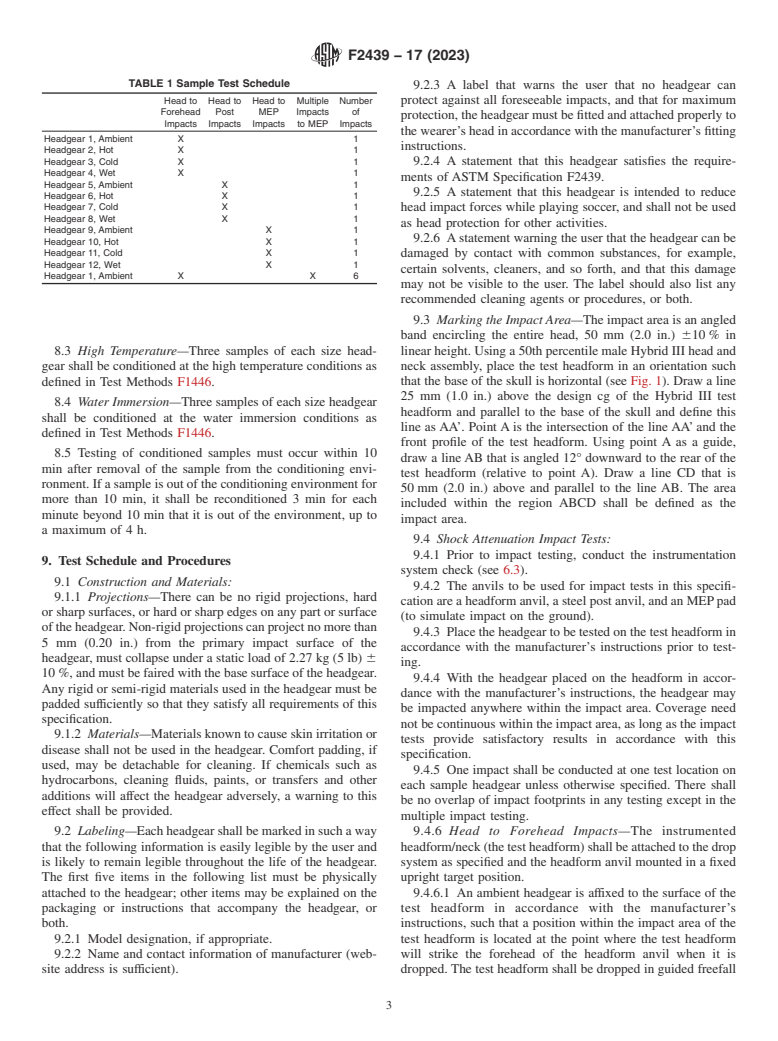 ASTM F2439-17(2023) - Standard Specification for Headgear Used in Soccer