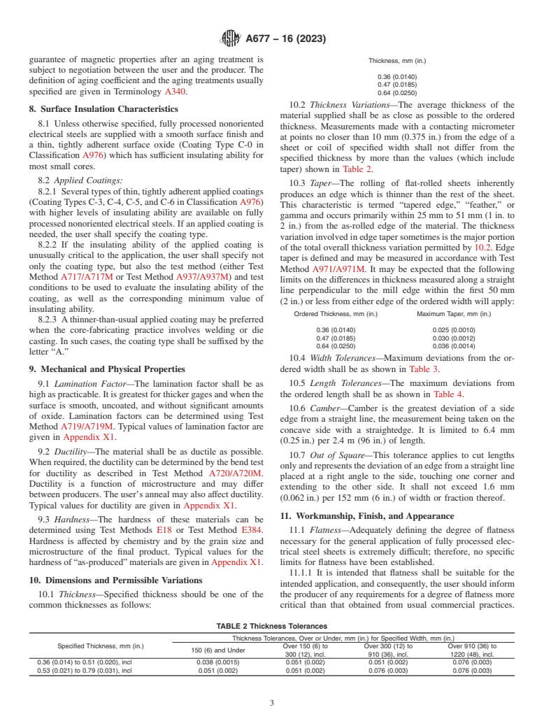 ASTM A677-16(2023) - Standard Specification for Nonoriented Electrical Steel Fully Processed Types