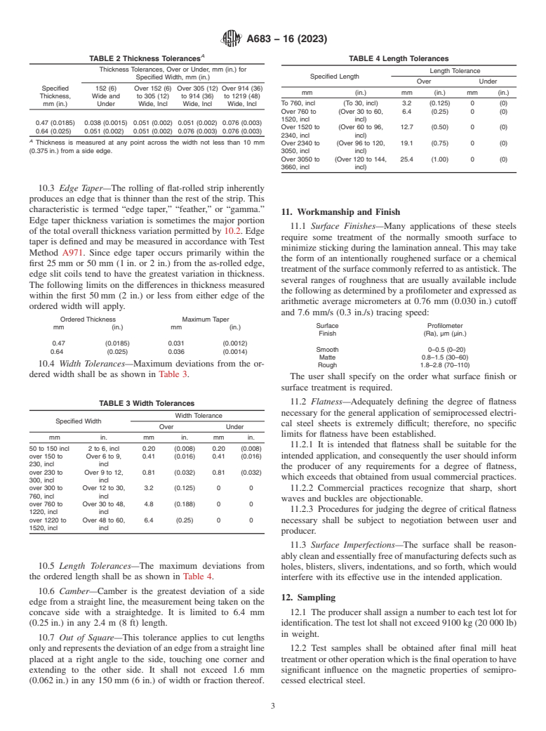 ASTM A683-16(2023) - Standard Specification for Nonoriented Electrical Steel, Semiprocessed Types