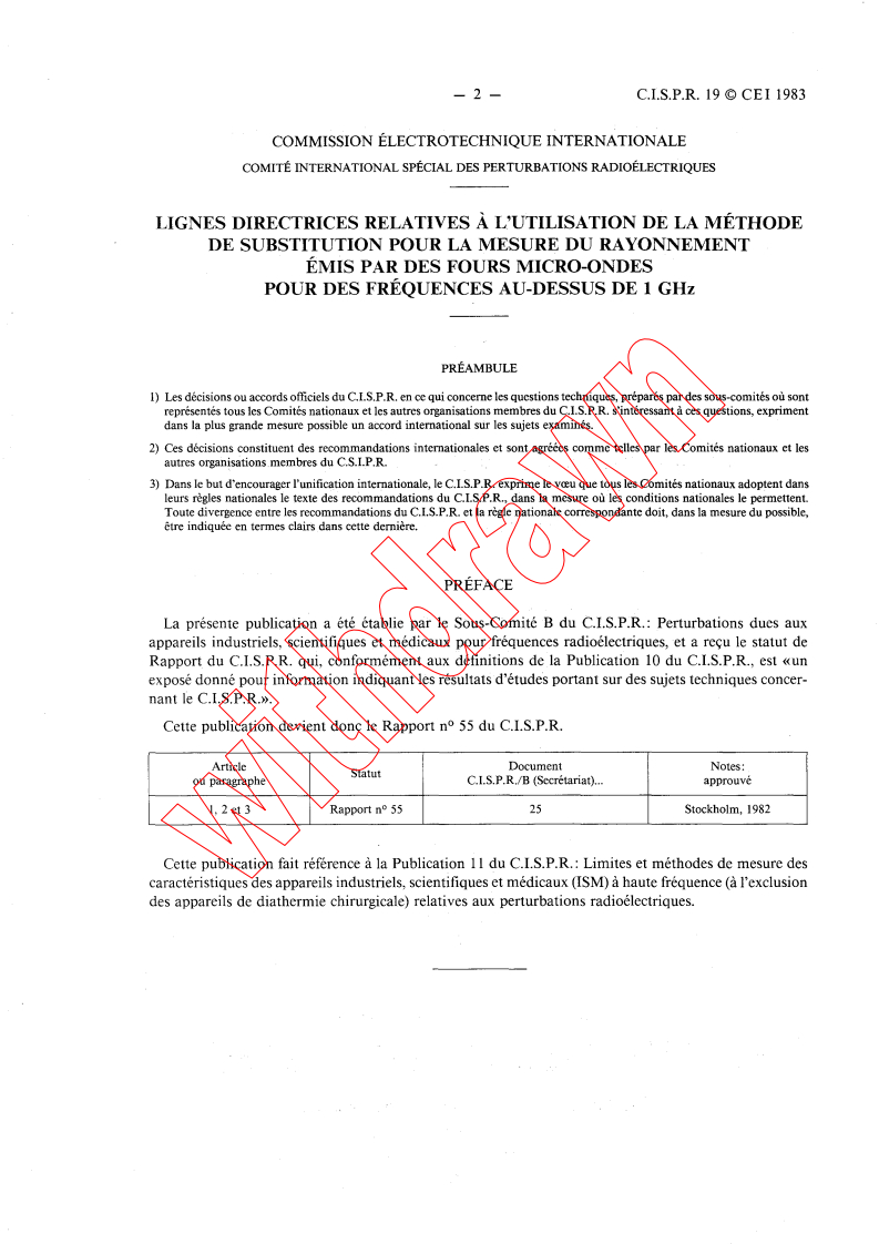 CISPR 19:1983 CISPR 19:1983 - Guidance on the use of the substitution method for measurements of radiation from microwave ovens for frequencies above 1 GHz
Released:1/1/1983
Isbn:2831809215 - Page 4 preview