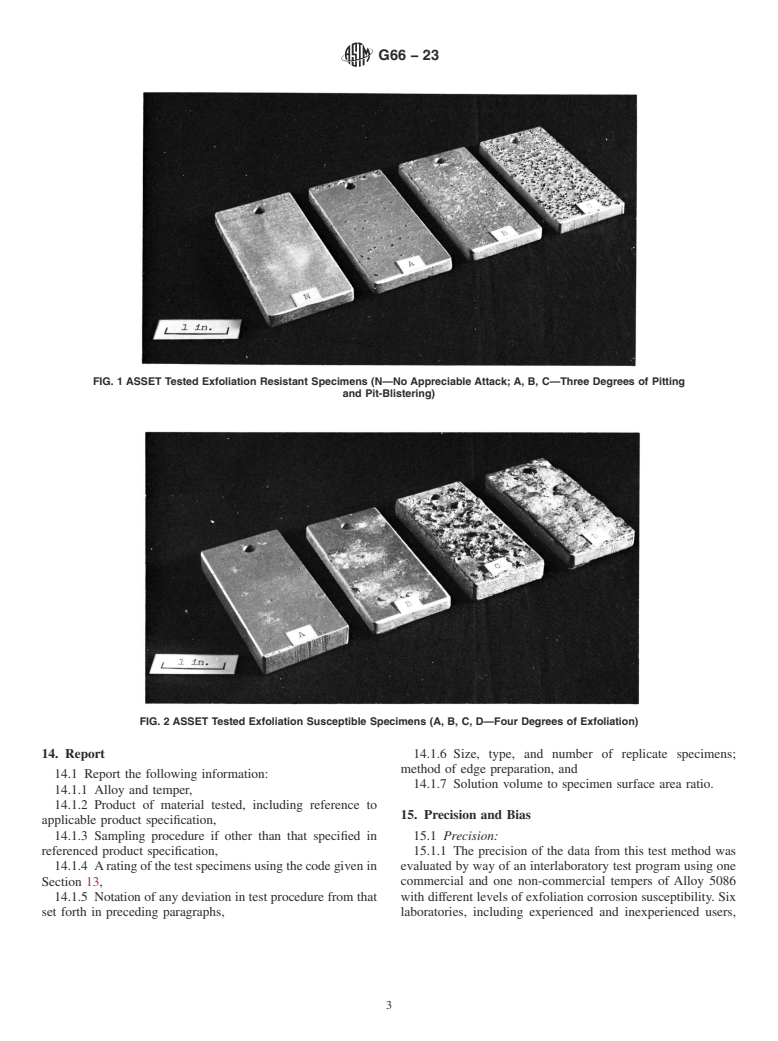 ASTM G66-23 - Standard Test Method for Visual Assessment of Exfoliation Corrosion Susceptibility of  5XXX Series Aluminum Alloys (ASSET Test)