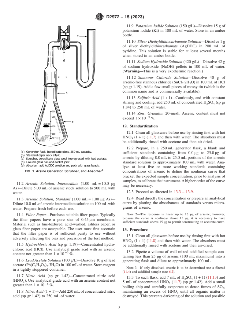 ASTM D2972-15(2023) - Standard Test Methods for  Arsenic in Water