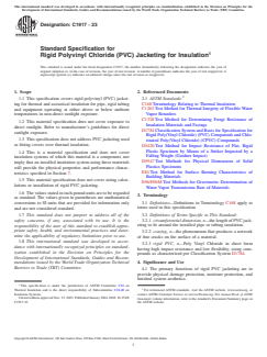 ASTM C1917-23 ASTM C1917-23 - Standard Specification for Rigid Polyvinyl Chloride (PVC) Jacketing for Insulation - Page 1 preview