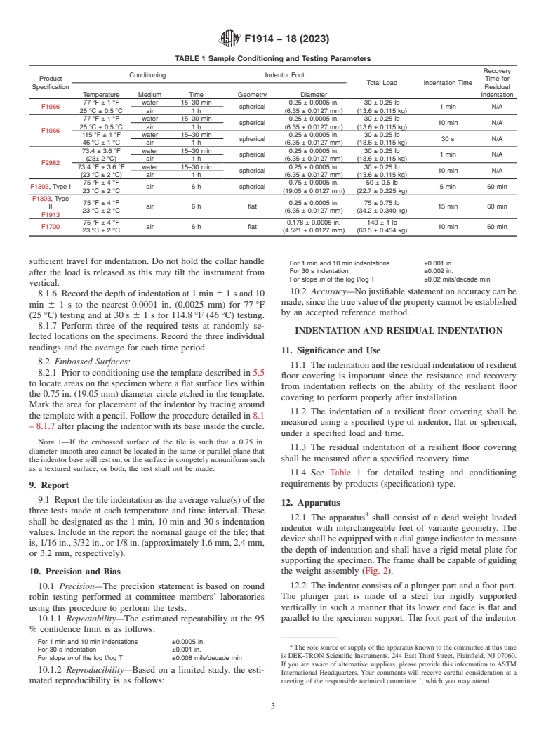 ASTM F1914-18(2023) - Standard Test Methods for  Short-Term Indentation and Residual Indentation of Resilient  Floor Covering