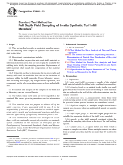 ASTM F3640-23 ASTM F3640-23 - Standard Test Method for Full Depth Field Sampling of In-situ Synthetic Turf Infill Materials - Page 1 preview