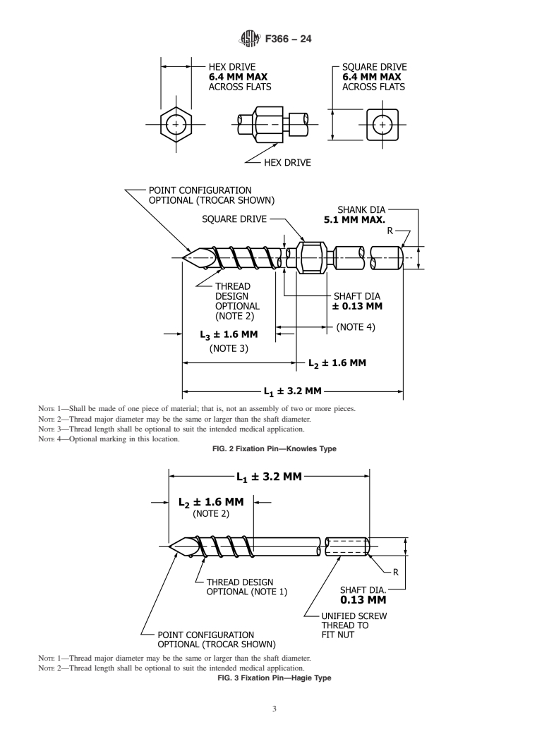 ASTM F366-24 - Standard Specification for  Fixation Pins and Wires