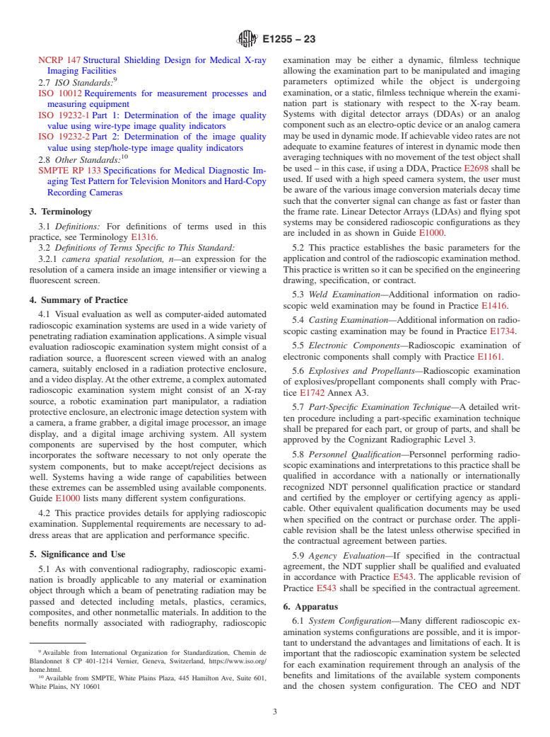 ASTM E1255-23 - Standard Practice for  Radioscopy