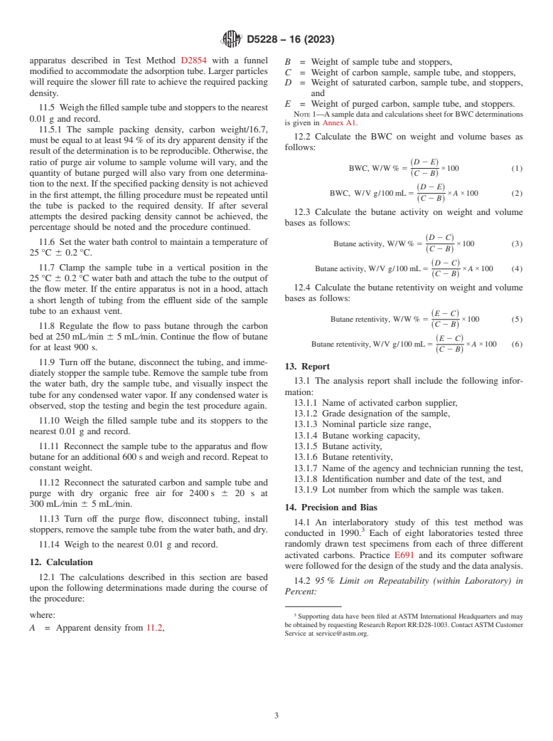 ASTM D5228-16(2023) - Standard Test Method for Determination of Butane Working Capacity of Activated Carbon