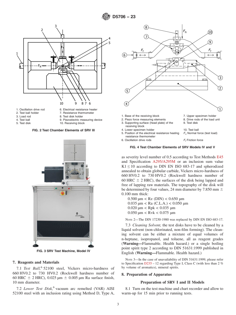 ASTM D5706-23 - Standard Test Method for  Determining Extreme Pressure Properties of Lubricating Greases   Using a High-Frequency, Linear-Oscillation (SRV) Test Machine