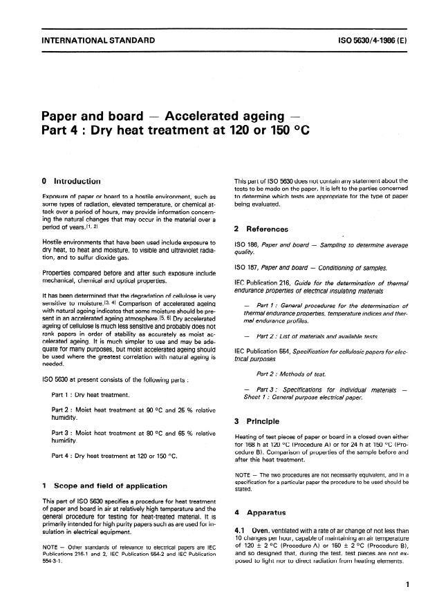 ISO 5630-4:1986 - Paper and board -- Accelerated ageing