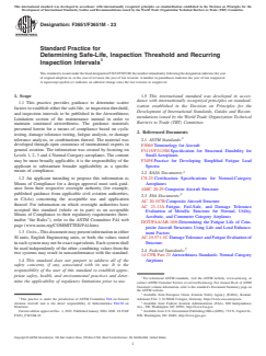 ASTM F3651/F3651M-23 ASTM F3651/F3651M-23 - Standard Practice for Determining Safe-Life, Inspection Threshold and Recurring Inspection Intervals - Page 1 preview