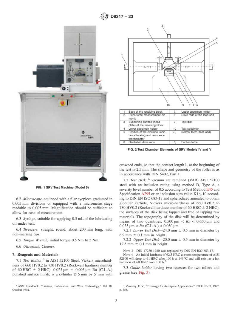 ASTM D8317-23 - Standard Test Method for Measuring Friction and Wear Properties of Greases Under Rolling  Motion Using SRV Test Machine
