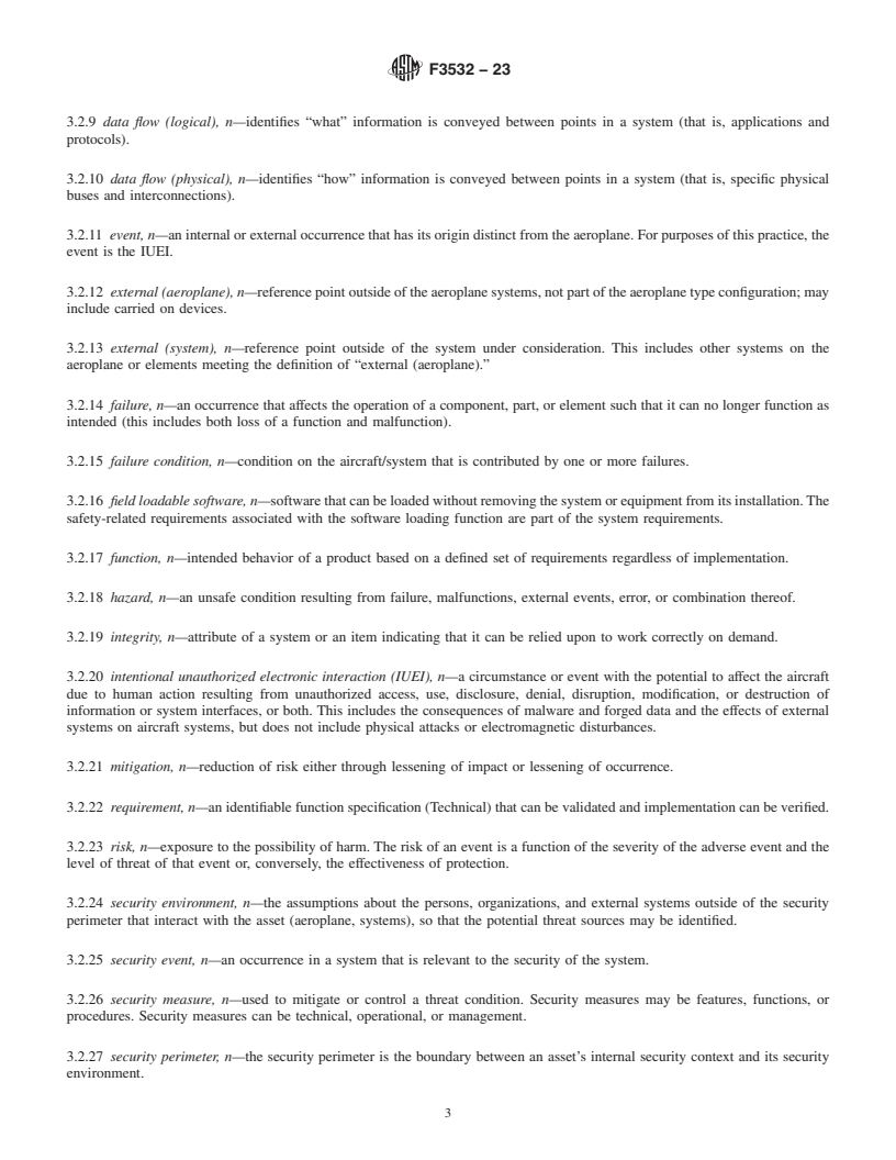 REDLINE ASTM F3532-23 - Standard Practice for Protection of Aircraft Systems from Intentional Unauthorized  Electronic Interactions