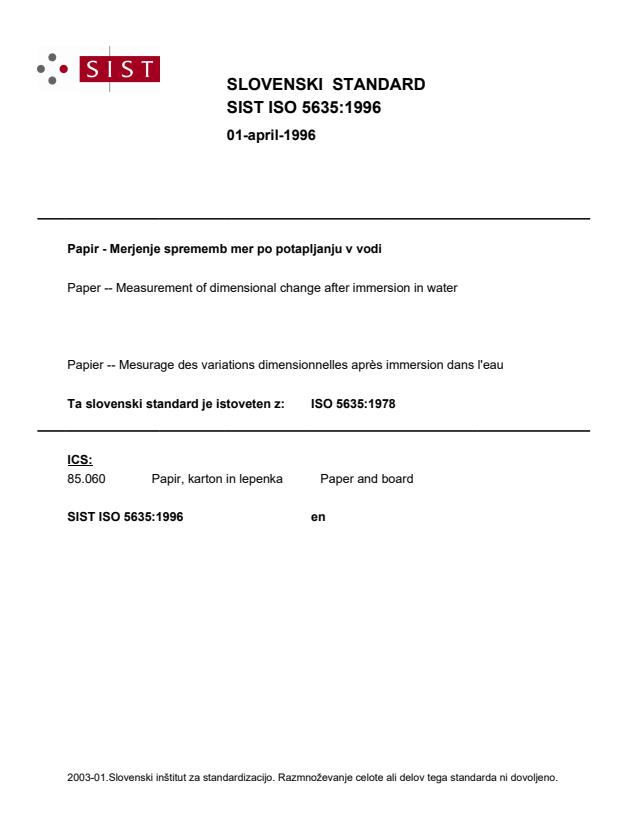 ISO 5635:1978 ISO 5635:1996