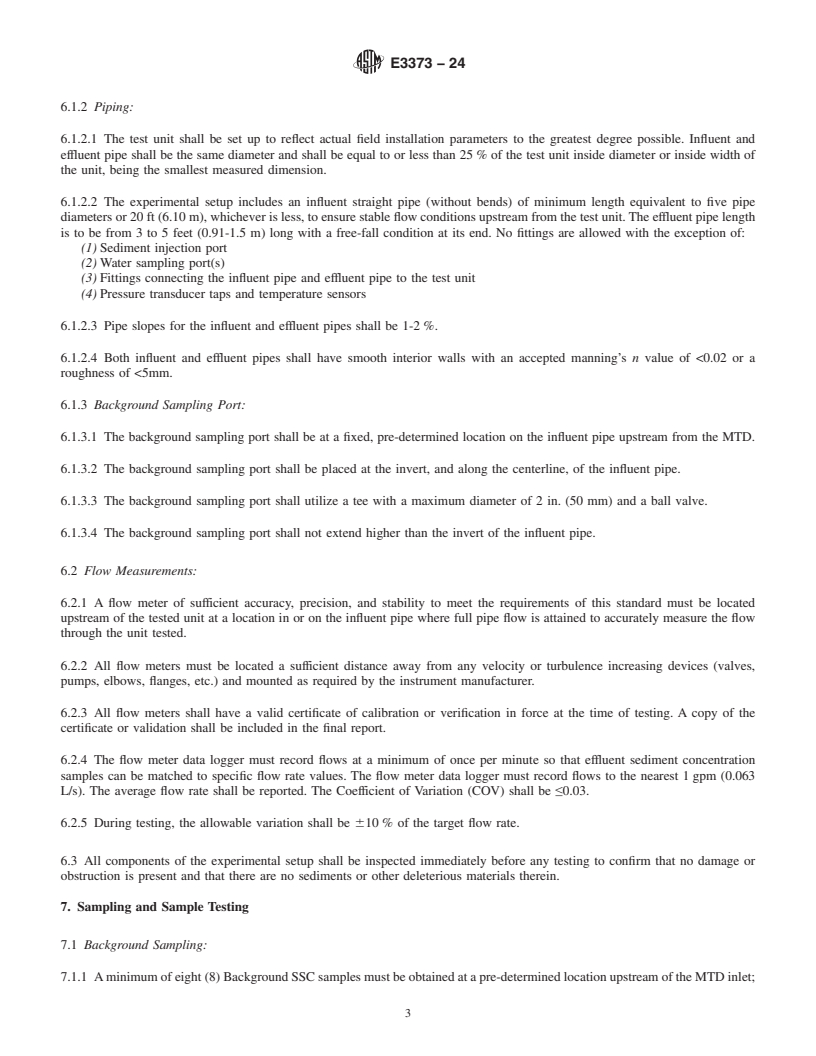 REDLINE ASTM E3373-24 - Standard Test Method for Scour of Hydrodynamic Separators and Settling Devices