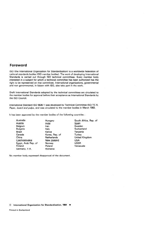 ISO 5636-1:1984 ISO 5636-1:1984 - Paper and board -- Determination of air permeance (medium range) - Page 2 preview