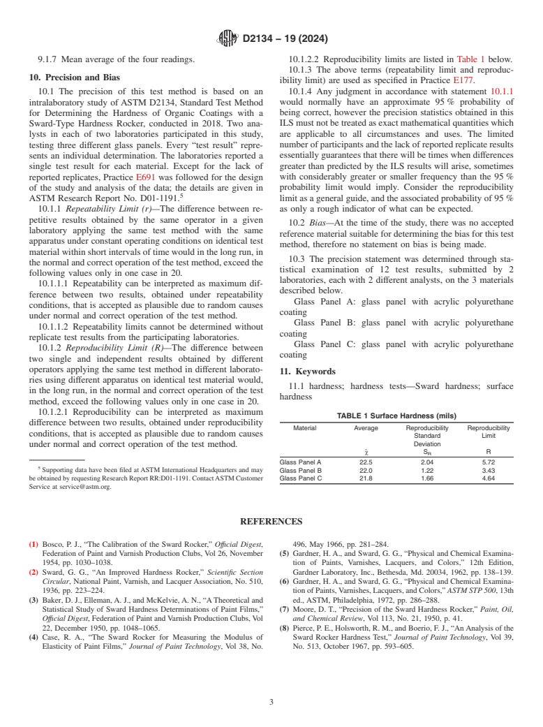 ASTM D2134-19(2024) - Standard Test Method for  Determining the Hardness of Organic Coatings with a Sward-Type   Hardness Rocker