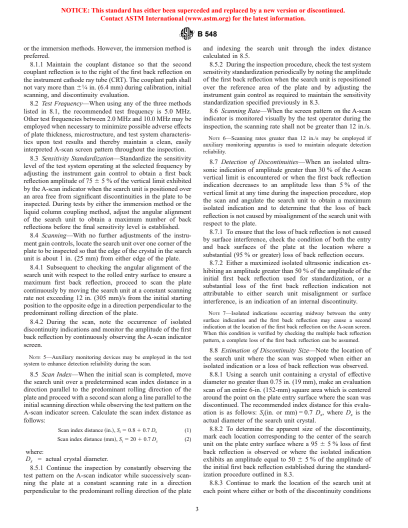 ASTM B548-90(1997) - Standard Test Method for Ultrasonic Inspection of Aluminum-Alloy Plate for Pressure Vessels