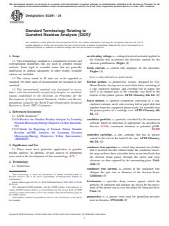 ASTM E3391-24 ASTM E3391-24 - Standard Terminology Relating to Gunshot Residue Analysis (GSR) - Page 1 preview