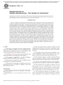 ASTM F3674-24 ASTM F3674-24 - Standard Practice for Additive Manufacturing – Part Grades for Automotive - Page 1 preview