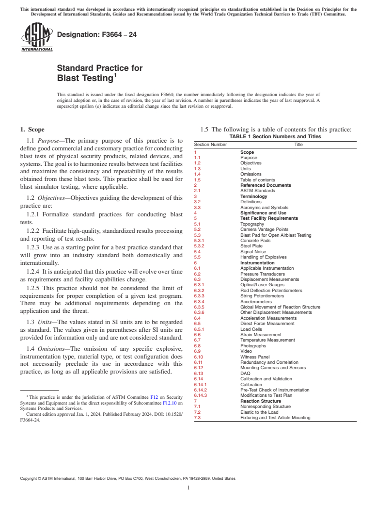 ASTM F3664-24 - Standard Practice for Blast Testing