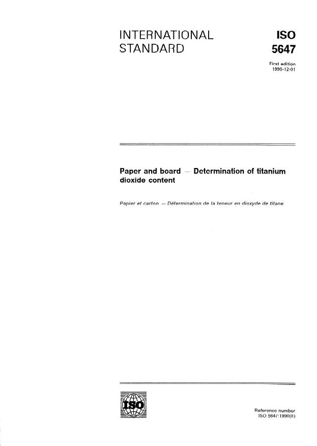ISO 5647:1990 - Paper and board -- Determination of titanium dioxide content