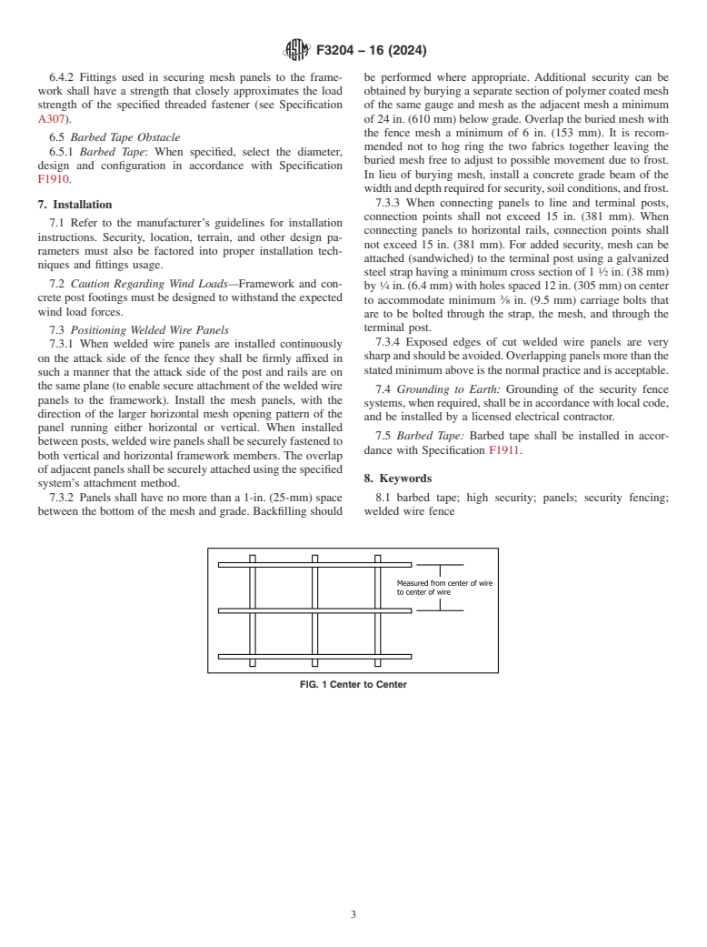 ASTM F3204-16(2024) - Standard Guide for Design and Construction of Welded Wire Fence Systems for Security  Purposes