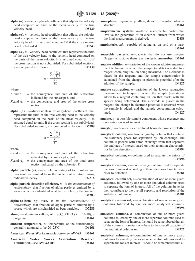 ASTM D1129-13(2020)e2 - Standard Terminology Relating to  Water